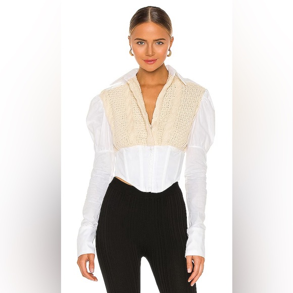 GUIZIO - Knit corset puff sleeve top - Picture 1 of 1